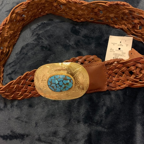 NWT Genuine braided leather belt with metal hook buckle L/XL - Picture 1 of 5